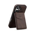 For iPhone 16 Denior D20 Skin Feel MagSafe Holder Detachable Card Slot Phone Case(Brown) - free shipping - PMC Jewellery - Order now!