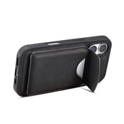 For iPhone 16 Denior D20 Skin Feel MagSafe Holder Detachable Card Slot Phone Case(Black)