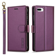 For iPhone 7 Plus / 8 Plus LC.IMEEKE L2 Series Detachable Magsafe PU Phone Case with Lanyard(Purple)
