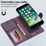 For iPhone 7 Plus / 8 Plus LC.IMEEKE L2 Series Detachable Magsafe PU Phone Case with Lanyard(Purple)