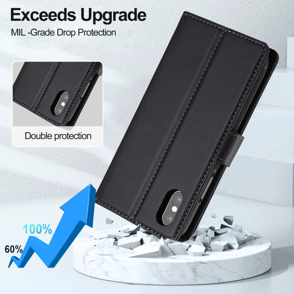 For iPhone X / XS LC.IMEEKE L2 Series Detachable Magsafe PU Phone Case with Lanyard(Black)