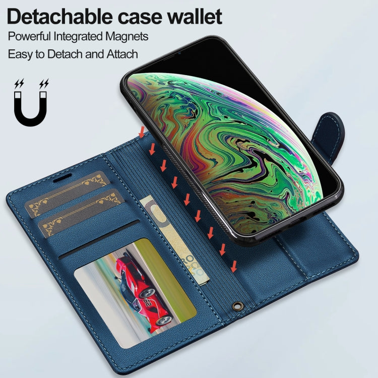 For iPhone XS Max LC.IMEEKE L2 Series Detachable Magsafe PU Phone Case with Lanyard(Blue)