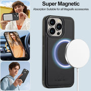 For iPhone 13 Pro LC.IMEEKE L2 Series Detachable Magsafe PU Phone Case with Lanyard(Black)