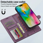 For iPhone 16 Pro Max LC.IMEEKE L2 Series Detachable Magsafe PU Phone Case with Lanyard(Purple)
