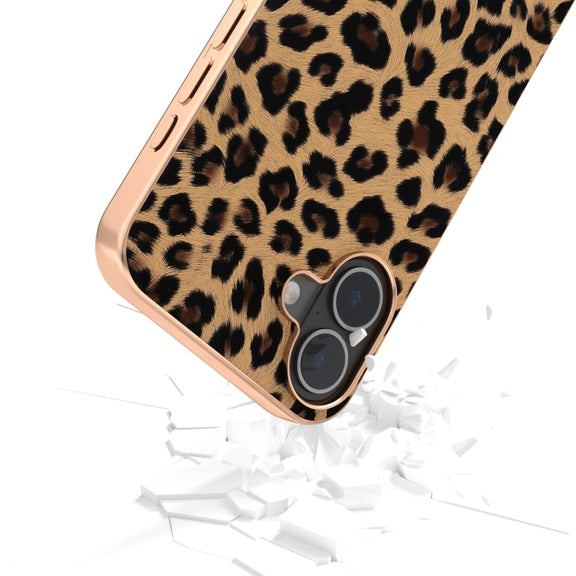 For iPhone 16 Nano Plating Leopard Print Phone Case(Gold)