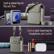 For Samsung Z Flip Series CaseMe Me50 Mini Lanyard Universal Bag(Khaki)