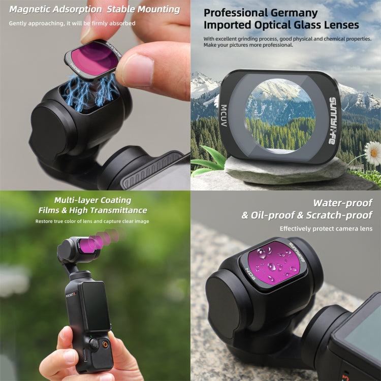 For DJI Osmo Pocket 3 Sunnylife Camera Lens Magnetic Metal Filter, No Impact On Gimbal Reset, Filter:MCUV