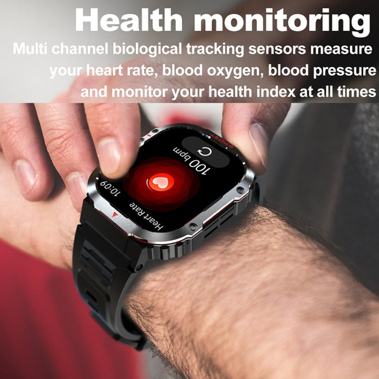 G45 2.01 inch Screen Silicone Strap 10m Water-resistant Smart Watch, Support Flashlight / Bluetooth Call / HRV(Black)