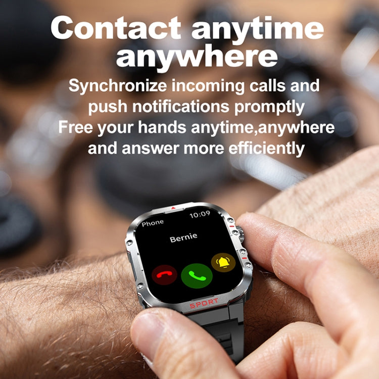 G45 2.01 inch Screen Silicone Strap 10m Water-resistant Smart Watch, Support Flashlight / Bluetooth Call / HRV(Black)