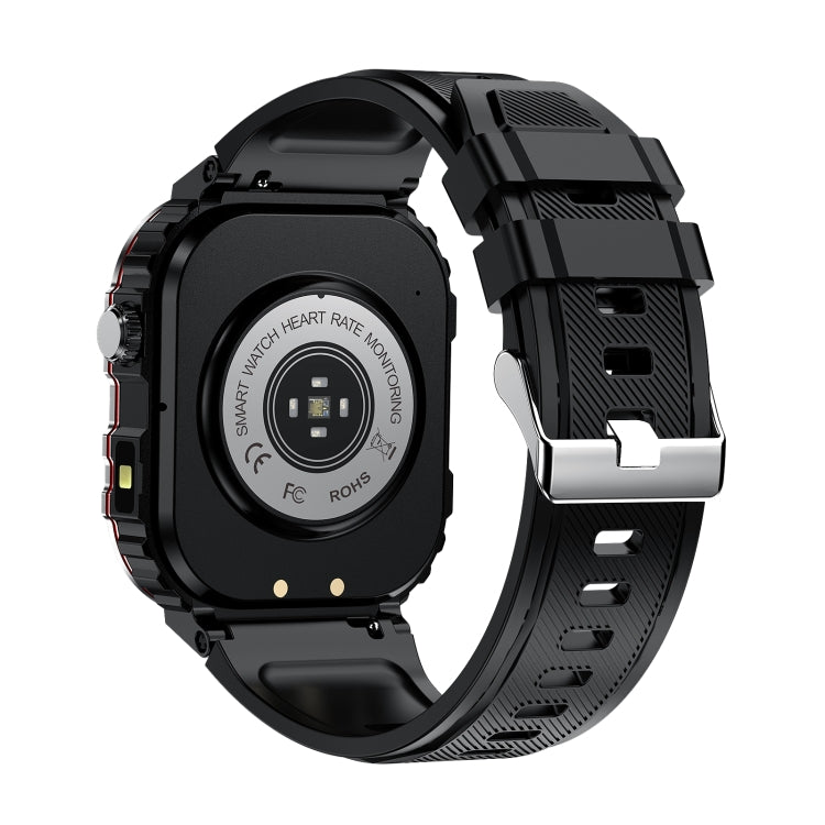 G45 2.01 inch Screen Silicone Strap 10m Water-resistant Smart Watch, Support Flashlight / Bluetooth Call / HRV(Black)