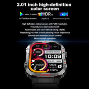 G45 2.01 inch Screen Silicone Strap 10m Water-resistant Smart Watch, Support Flashlight / Bluetooth Call / HRV(Black)