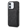 For iPhone 16 Plus Denior D08 PU Single Card Slot Holder Phone Case(Black) - iPhone 16 Plus Cases by Denior | Online Shopping South Africa | PMC TechLife | Buy Now Pay Later Mobicred