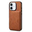 For iPhone 16 Plus Denior D08 PU Single Card Slot Holder Phone Case(Brown) - iPhone 16 Plus Cases by Denior | Online Shopping South Africa | PMC TechLife | Buy Now Pay Later Mobicred