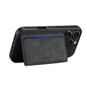 For iPhone 16 Pro Max Denior D08 PU Single Card Slot Holder Phone Case(Black)