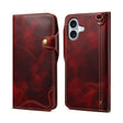 For iPhone 16 Plus Denior B01 Oil Wax Cowhide Magnetic Button Genuine Leather Case(Red) - iPhone 16 Plus Cases by Denior | Online Shopping South Africa | PMC TechLife | Buy Now Pay Later Mobicred