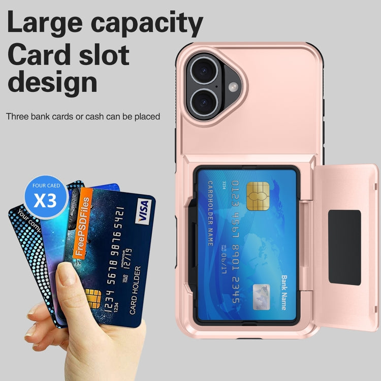For iPhone 16 Plus Card Slot Holder Phone Case(Red)