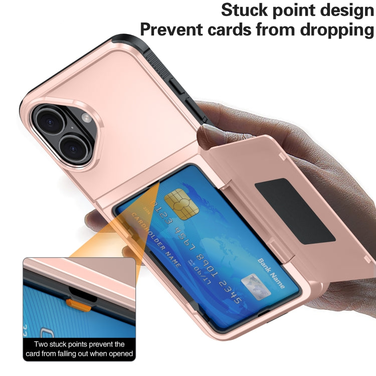 For iPhone 16 Plus Card Slot Holder Phone Case(Red)