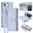 For iPhone 16e DUX DUCIS Lawa Series 2 in 1 Wallet Zipper Detachable MagSafe Phone Case with Lanyard(Light Blue) - free shipping - PMC TechLife - Order now!