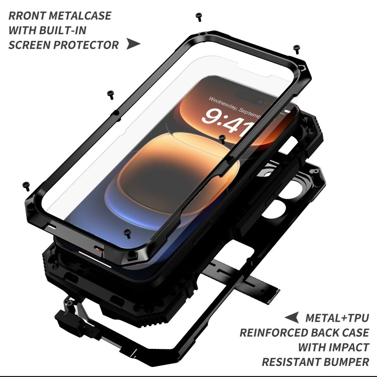 For iPhone 16 Pro Max R-JUST Life Water-resistant Dustproof Shockproof Phone Case(Black)