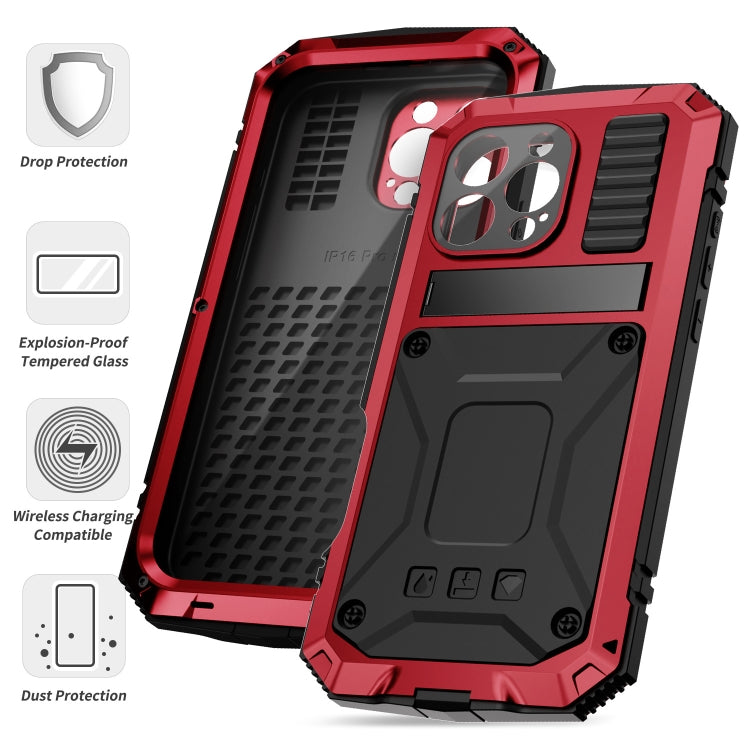 For iPhone 16 Pro R-JUST Life Water-resistant Dustproof Shockproof Phone Case(Red)