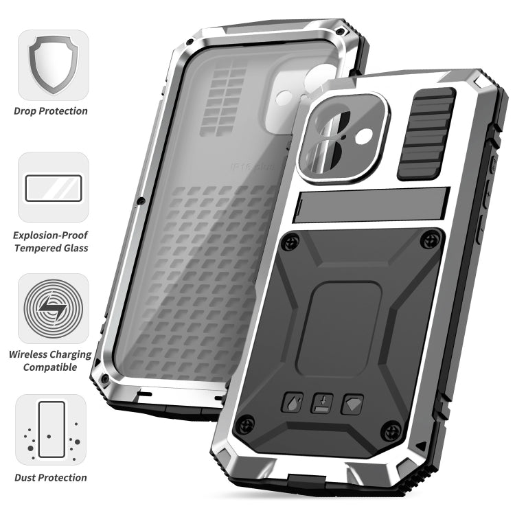 For iPhone 16 Plus R-JUST Life Water-resistant Dustproof Shockproof Phone Case(Silver)