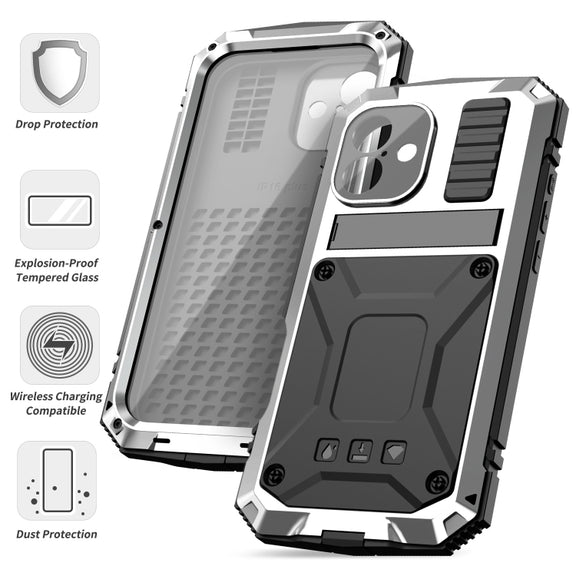 For iPhone 16 Plus R-JUST Life Water-resistant Dustproof Shockproof Phone Case(Silver)