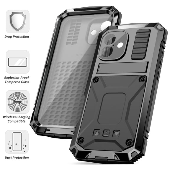 For iPhone 16 R-JUST Life Water-resistant Dustproof Shockproof Phone Case(Black)