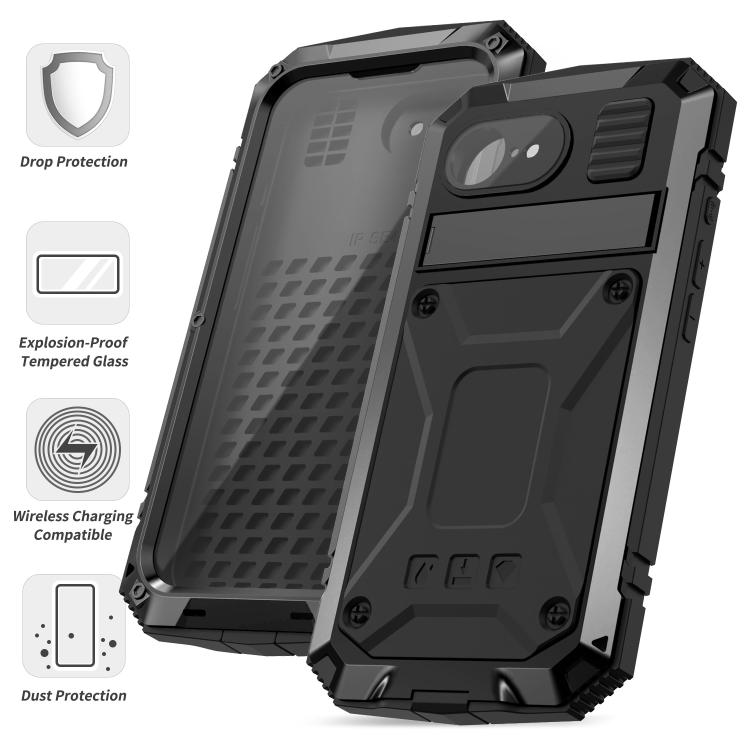 For iPhone 16e R-JUST Life Water-resistant Dustproof Shockproof Phone Case(Black)
