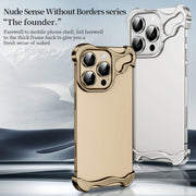 For iPhone 16 Plus Frameless Metal Corner Pad Phone Case with Lens Film(Silver)