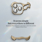 For iPhone 16 Pro Frameless Metal Corner Pad Phone Case with Lens Film(Gold)