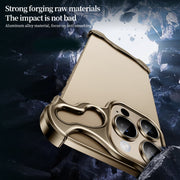 For iPhone 16 Plus Frameless Metal Corner Pad Phone Case with Lens Film(Purple)