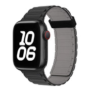 For Apple Watch SE 2023 44mm Tri-beads Magnetic Hoop Silicone Watch Band(Black Grey)