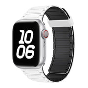 For Apple Watch Series 9 41mm Tri-beads Magnetic Hoop Silicone Watch Band(White Black)
