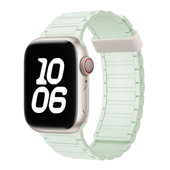 For Apple Watch Series 8 41mm Tri-beads Magnetic Hoop Silicone Watch Band(Light Mint)