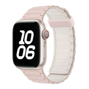 For Apple Watch SE 40mm Tri-beads Magnetic Hoop Silicone Watch Band(Pink Starlight)