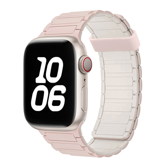 For Apple Watch Series 5 40mm Tri-beads Magnetic Hoop Silicone Watch Band(Pink Starlight)