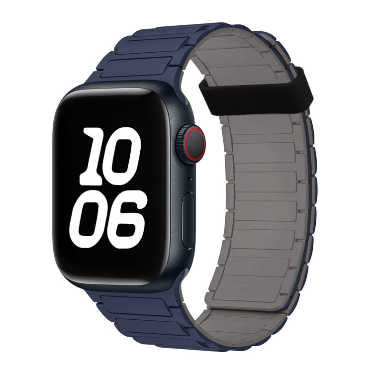 For Apple Watch Series 4 40mm Tri-beads Magnetic Hoop Silicone Watch Band(Indigo Grey)