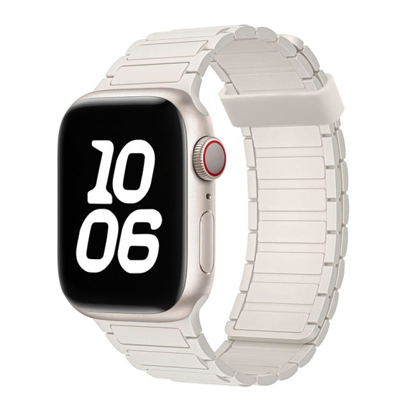 For Apple Watch Series 4 40mm Tri-beads Magnetic Hoop Silicone Watch Band(Starlight)