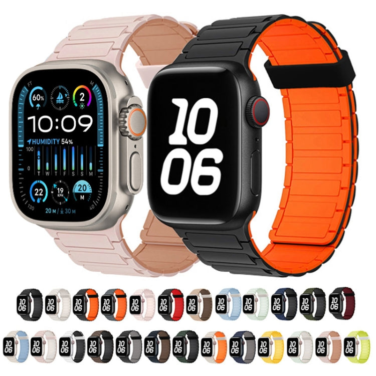 For Apple Watch Series 9 41mm Tri-beads Magnetic Hoop Silicone Watch Band(Light Mint)