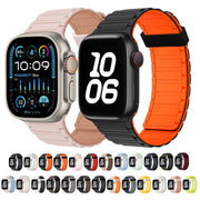 For Apple Watch Series 7 41mm Tri-beads Magnetic Hoop Silicone Watch Band(Starlight)