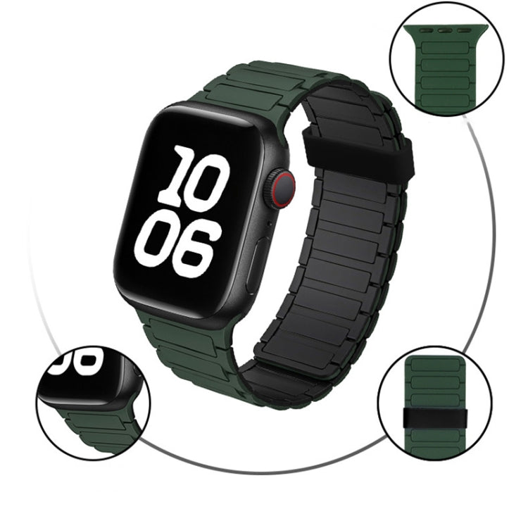 For Apple Watch Series 7 41mm Tri-beads Magnetic Hoop Silicone Watch Band(Light Mint)