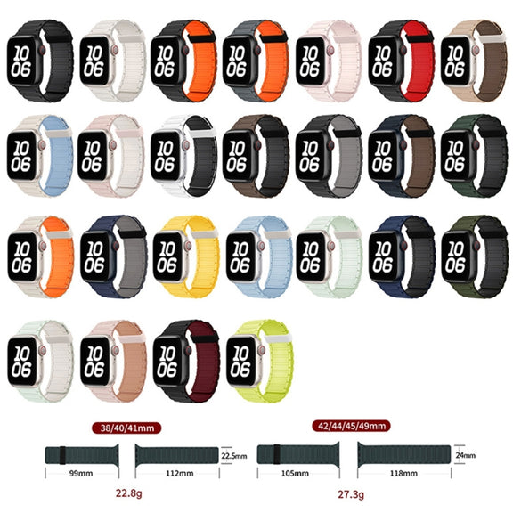 For Apple Watch Series 7 41mm Tri-beads Magnetic Hoop Silicone Watch Band(Starlight)
