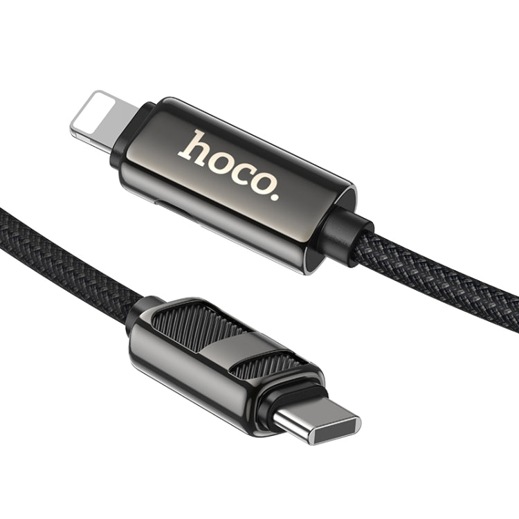 hoco U137 USB-C / Type-C to 8 Pin Line PD Charging Data Cable with Display, Length:1.2m(Black)