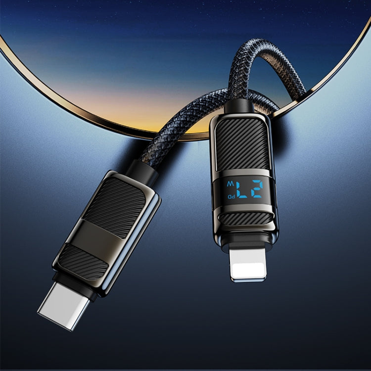 hoco U137 USB-C / Type-C to 8 Pin Line PD Charging Data Cable with Display, Length:1.2m(Black)