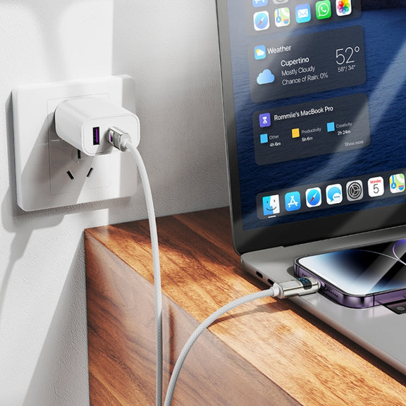 hoco U137 USB-C / Type-C to 8 Pin Line PD Charging Data Cable with Display, Length:1.2m(White)