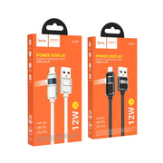 hoco U137 USB to 8 Pin Line 2.4A Charging Data Cable with Display, Length:1.2m(Black)