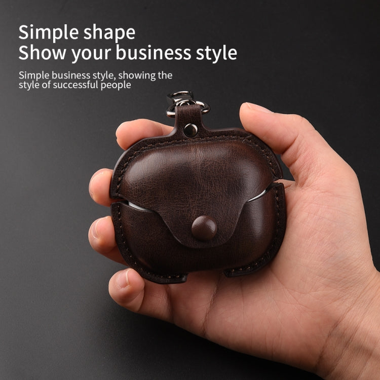 For Samsung Galaxy Buds 3 Business Leather Bluetooth Earphone Protective Case with Hook(Green)