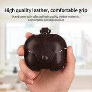 For Samsung Galaxy Buds 3 Business Leather Bluetooth Earphone Protective Case with Hook(Light Brown)