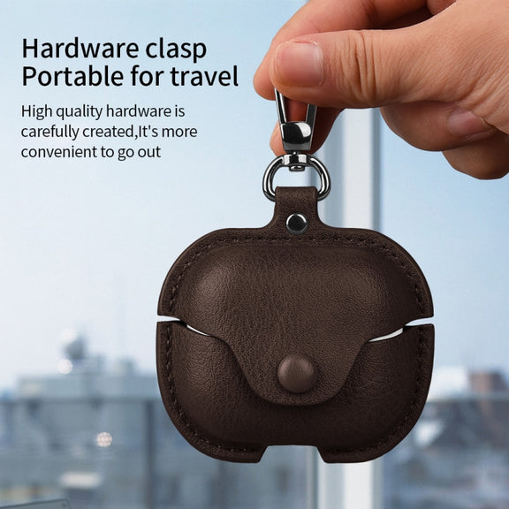 For Samsung Galaxy Buds 3 Business Leather Bluetooth Earphone Protective Case with Hook(Blue)