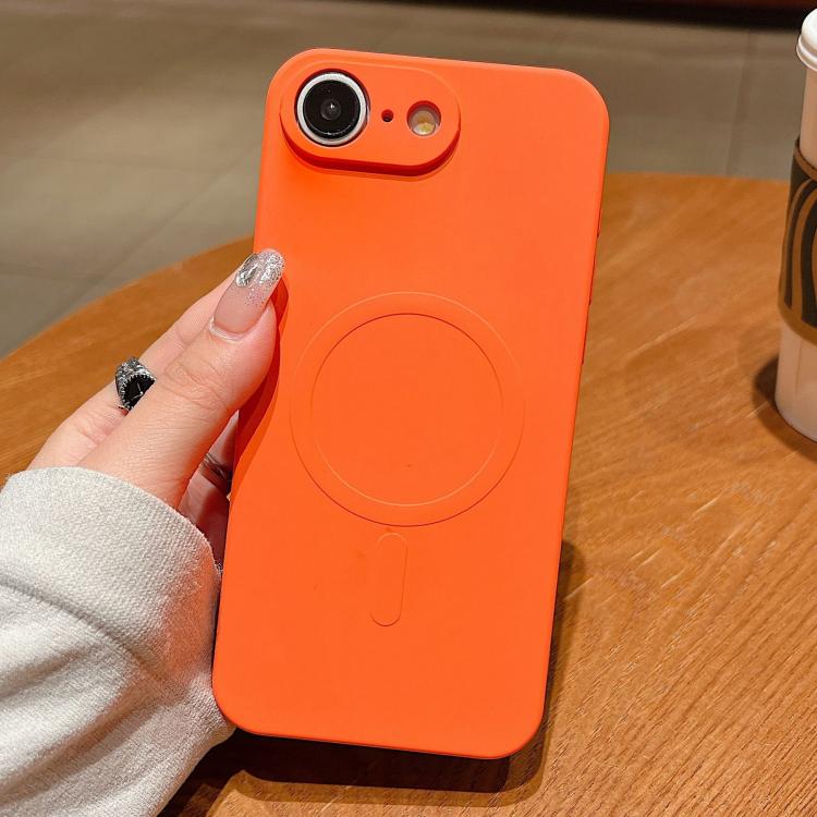 For iPhone 16e Solid Color Liquid Silicone MagSafe Magnetic Phone Case(Orange)